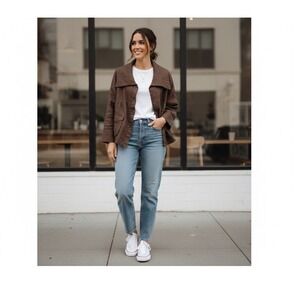 April Cornell Brown Linen Jacket Blazer Sz L Business Casual Retro Boho